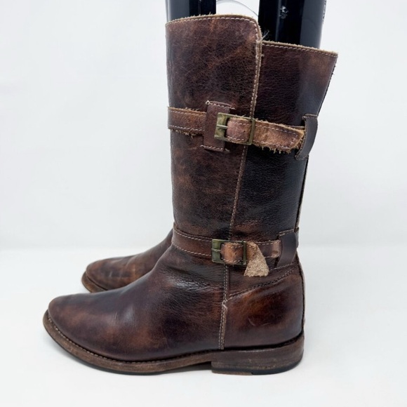Bed Stu Brown Leather Engineer Boots Women's US Size 6.5 Made in Mexico Mid-Calf - Picture 3 of 8